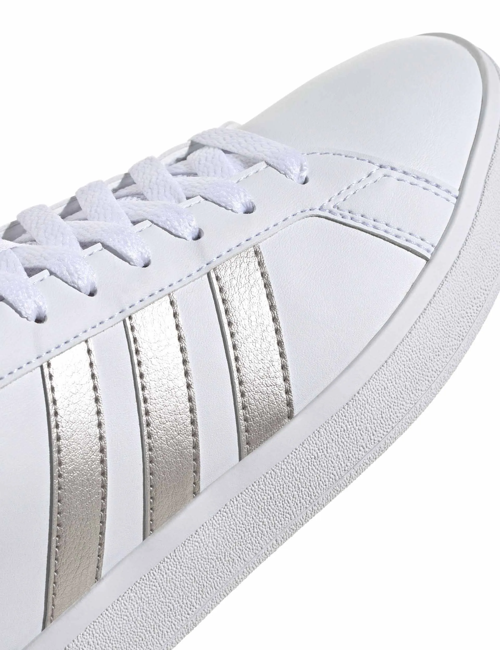 Best Tennis Shoes Wide Toe Box Grand Court Base 2.0 Shoes - Cloud White/Platinum Metallic