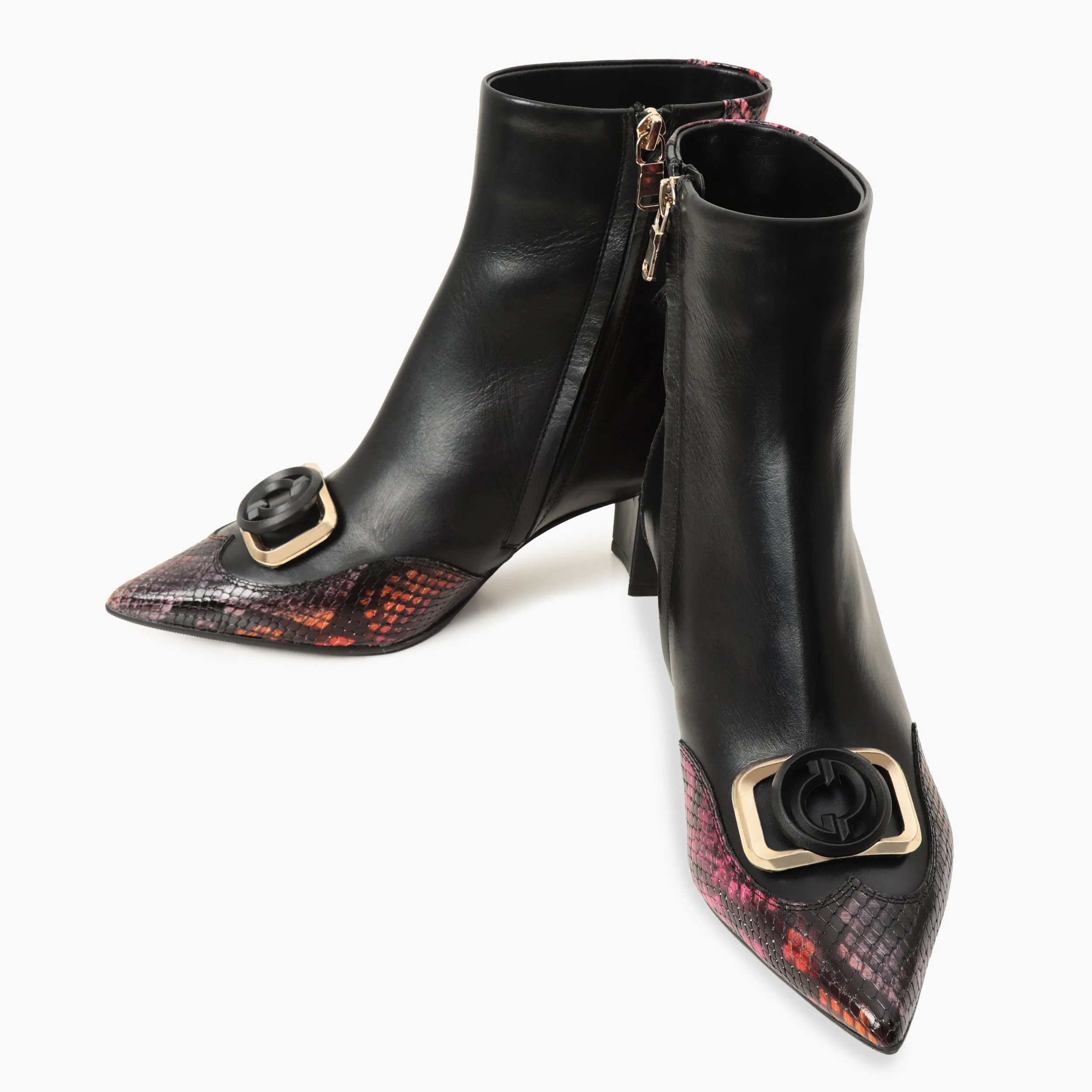 Gray Black & Fuchsia Leather Block Heel Women Boot Boots Dillard's