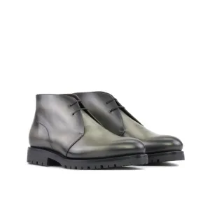 Leg Compression Boots Grey Painted Calf Leather Chukka Boots
