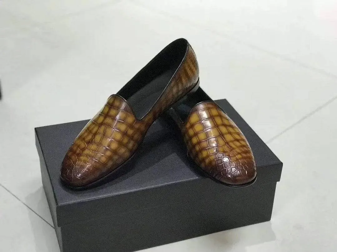Crocodile Shoes Genuine Crocodile Leather Slip-On Dress Shoe