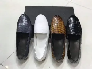 Fluffy Slip On Shoes Crocodile Shoes Genuine Crocodile Leather Slip-On Dress Shoe