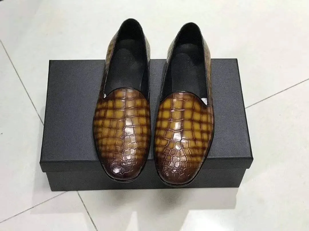 Crocodile Shoes Genuine Crocodile Leather Slip-On Dress Shoe 