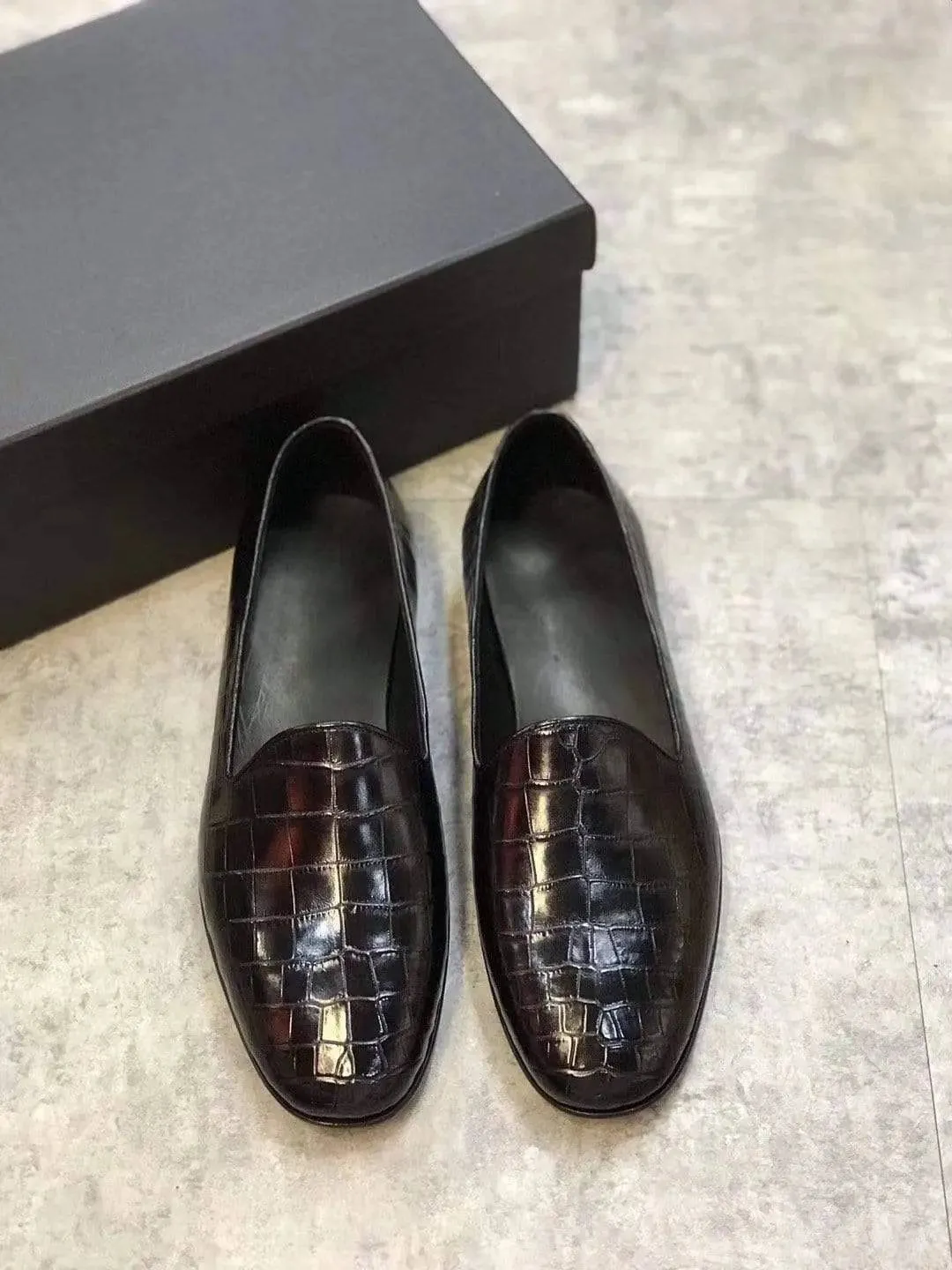 Crocodile Shoes Genuine Crocodile Leather Slip-On Dress Shoe
