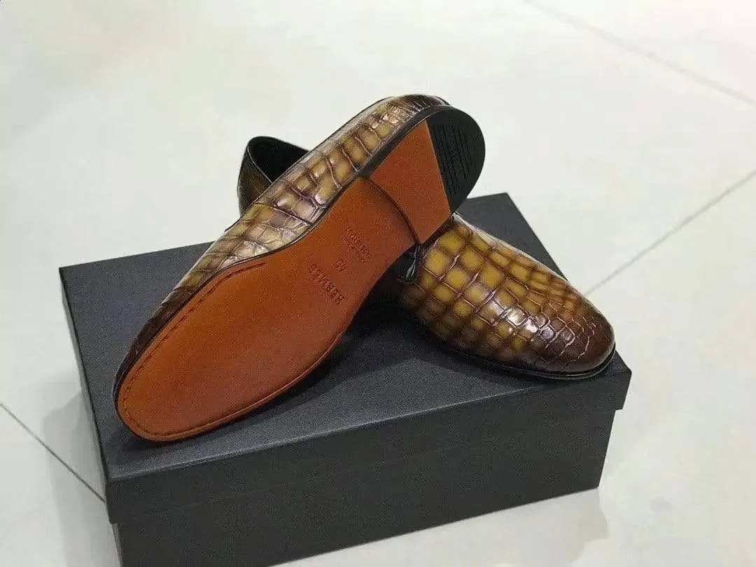 Crocodile Shoes Genuine Crocodile Leather Slip-On Dress Shoe