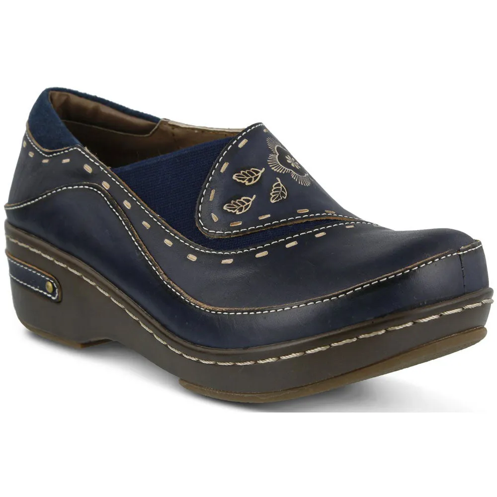 Shoes Canvas Slip On Spring Step Burbank Navy Leather (Women's)