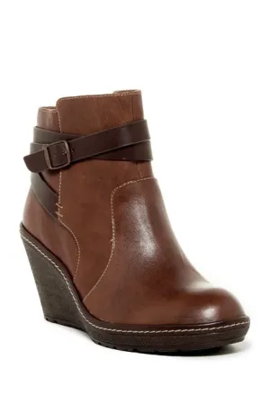 SOFFT Women's Caralee Wedge  Bootie Tobacco Leather 11M Toga Pulla Western Ankle Boots