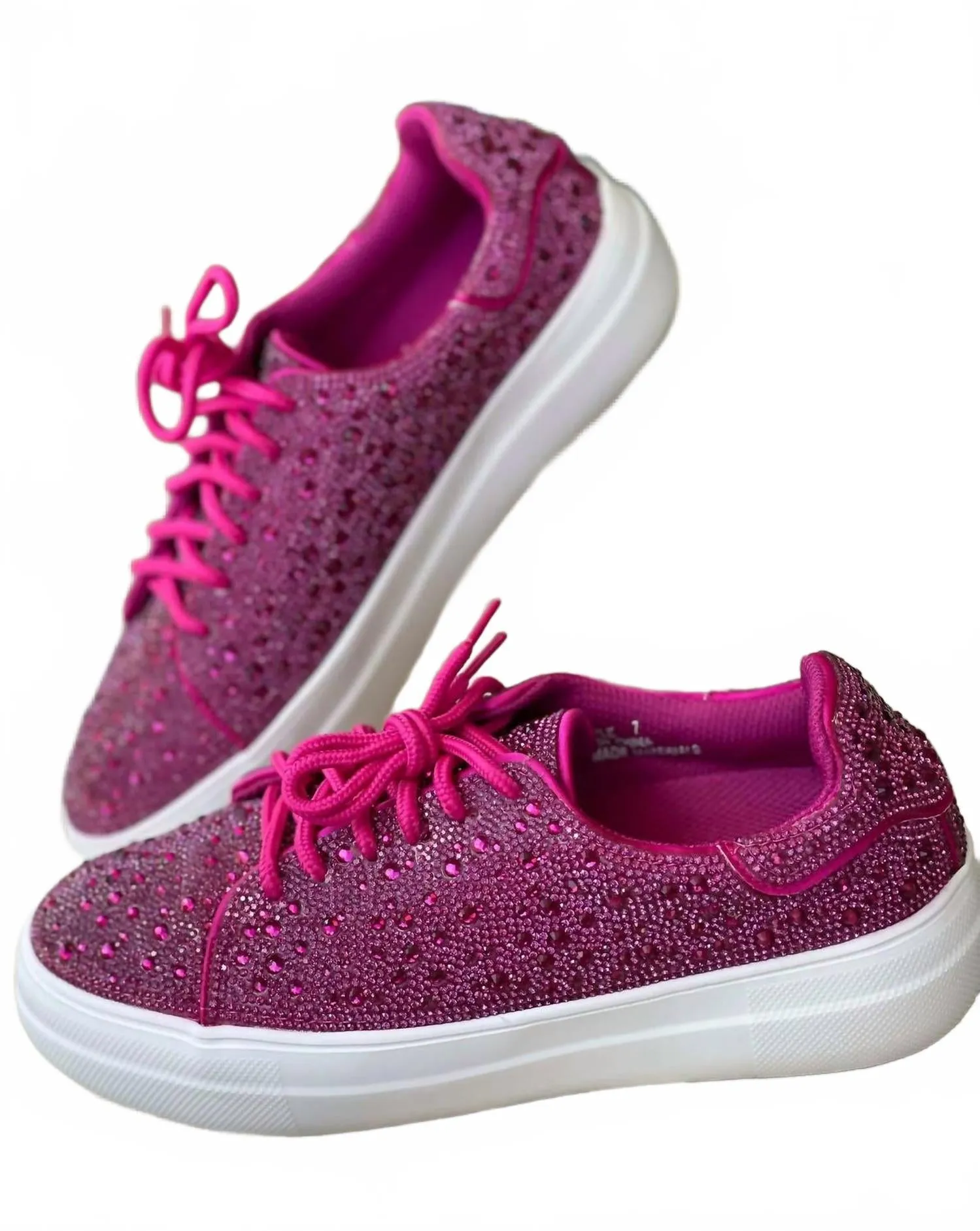 Sneakers Slip-ons Women's Bedazzle Rhinestones Sneakers In Fuchsia