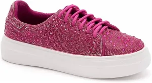 Women's Bedazzle Rhinestones Sneakers In Fuchsia Penguin Sneakers