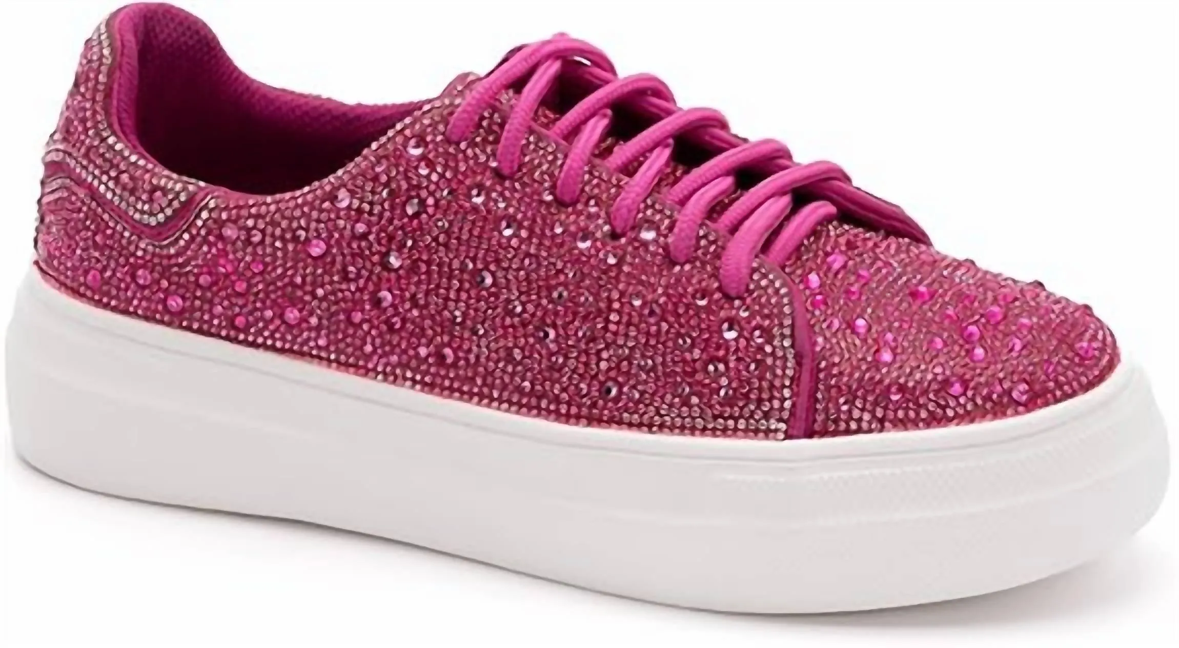 Women's Bedazzle Rhinestones Sneakers In Fuchsia Wash Sneakers In Washing Machine