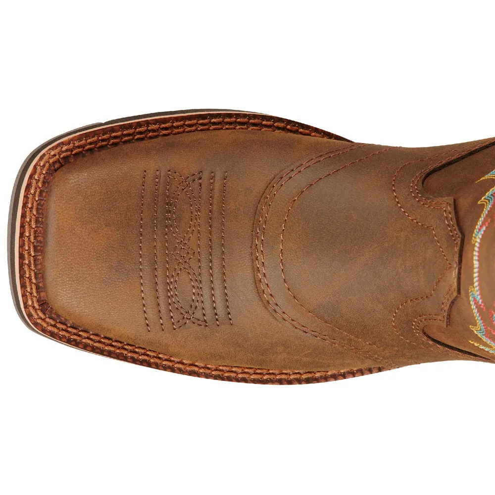 Wide Size Boots Delilah Embroidery Square Toe Cowboy Boots