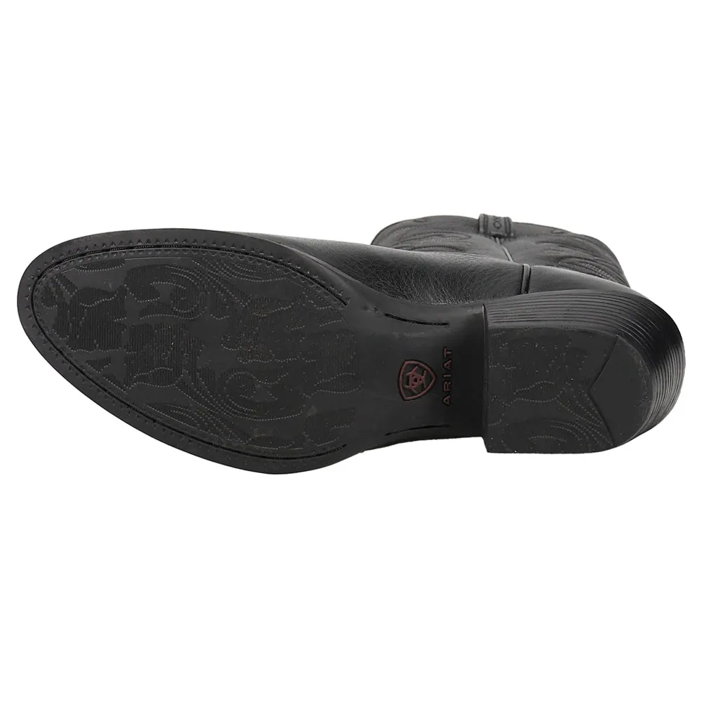 Heritage Embroidered Round Toe Cowboy Boots Brown Wide Calf Boots