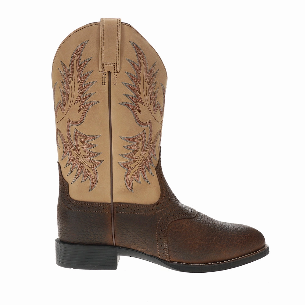 Heritage Stockman Embroidered Round Toe Cowboy Boots Wedding Country Boots
