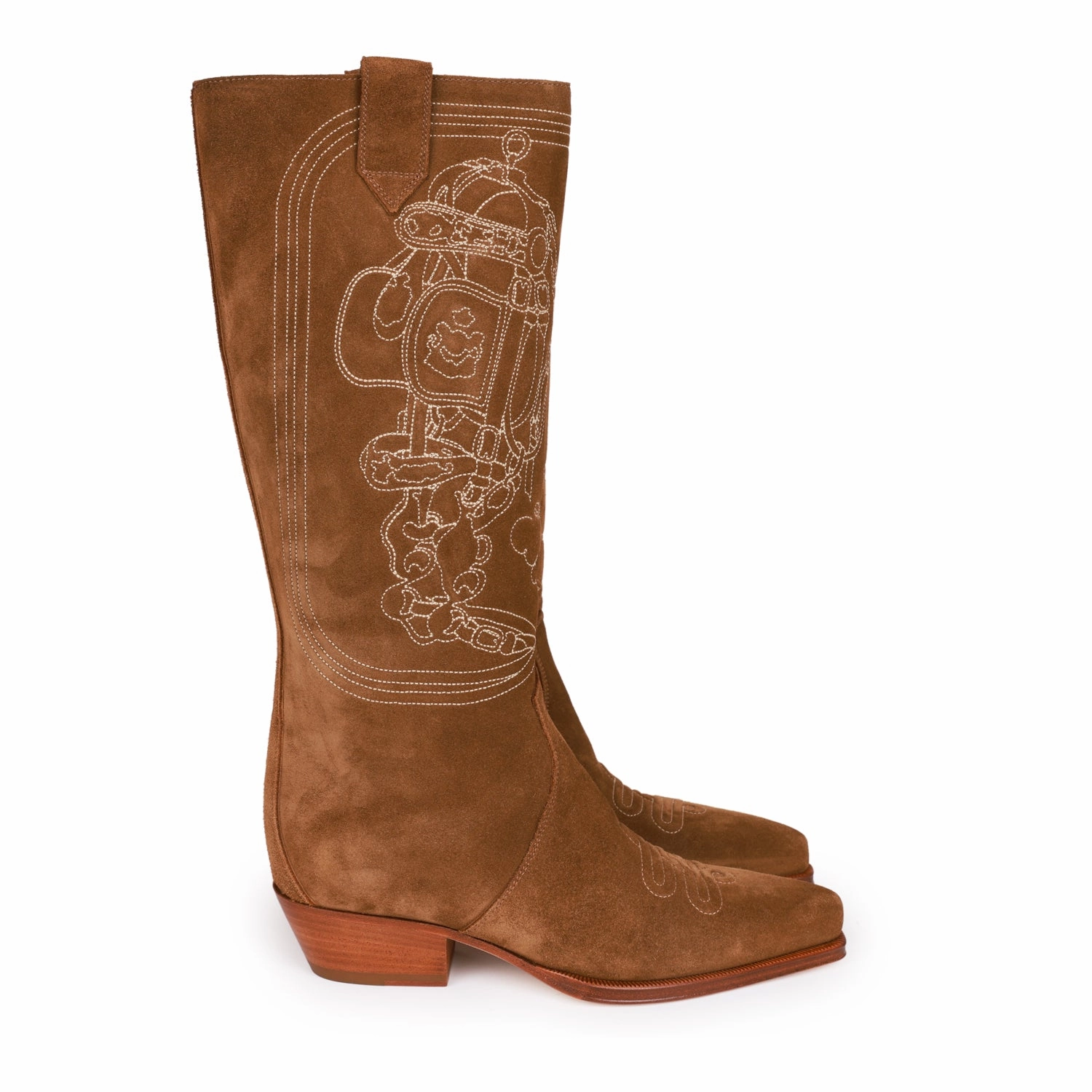 Hermes Brown Suede Calfskin "Folk 35" Cowboy Boots 36.5 Combat Style Boots