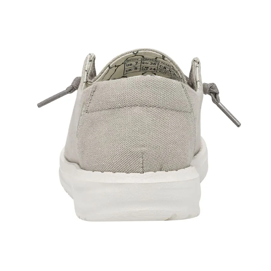 Sneakers Vs Tennis Shoes Hey Dude Ladies Wendy Canvas Sparkling Pearl Grey Shoes 121413312