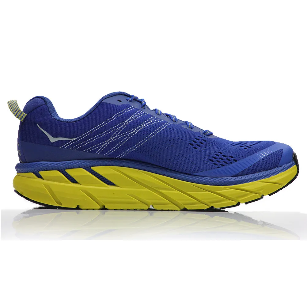 Hoka One One Clifton 6 Men's Running Shoe 2E Wide Fit - Nebulas Blue/Lemon Running Shoe Clip Art