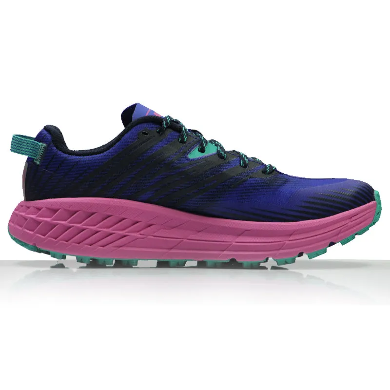 Waffle Debut Vintage Running Shoes Hoka One One Speedgoat 4 Women's Trail Shoe - Dazzling Blue/Phlox Pink