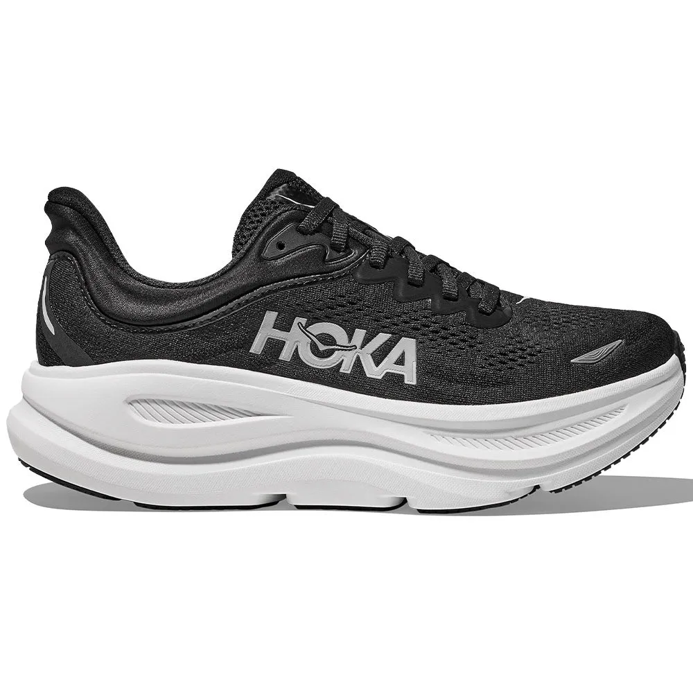 Women's Hoka Bondi 9, Black/White, 9.5 D Wide Naples