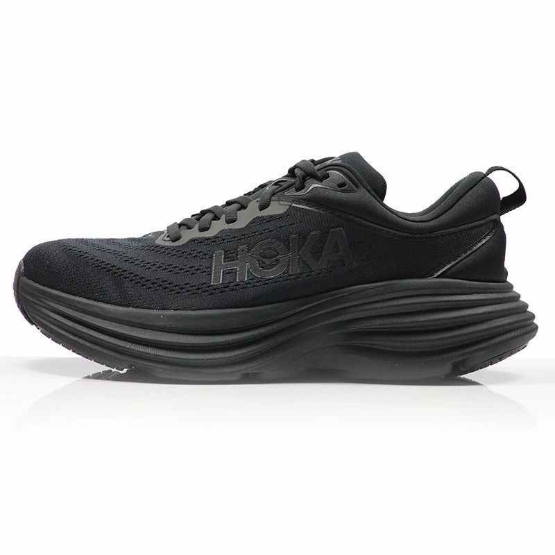 Hoka One One Bondi 8 Women's Running Shoe - Black/Black Shoes For Marathon Training