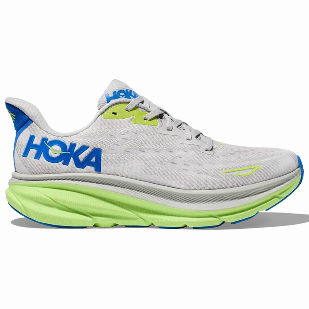 Men's Hoka Clifton 9, Stardust/Electric Cobalt, 11 D Medium Transport X