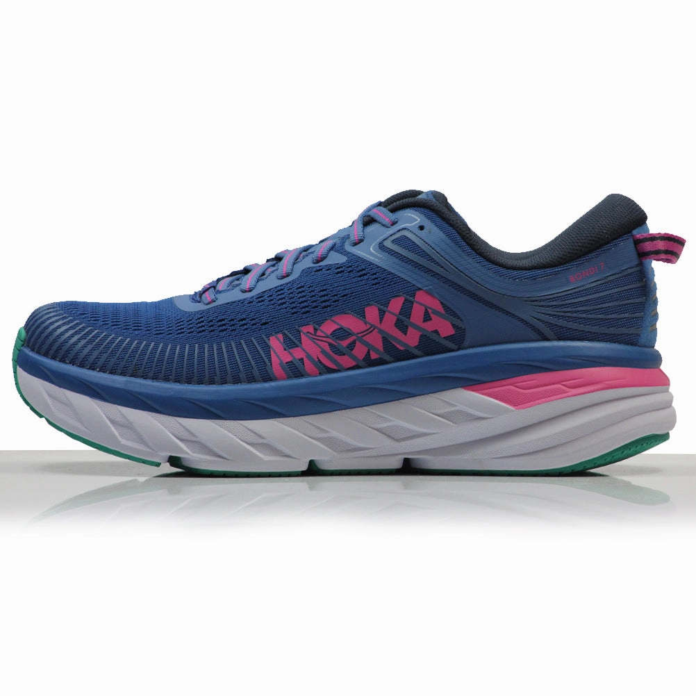 Hoka One One Bondi 7 Women's Running Shoe - Vallarta Blue/Phlox Pink Trail Running Shoes Vs Road Running Shoes