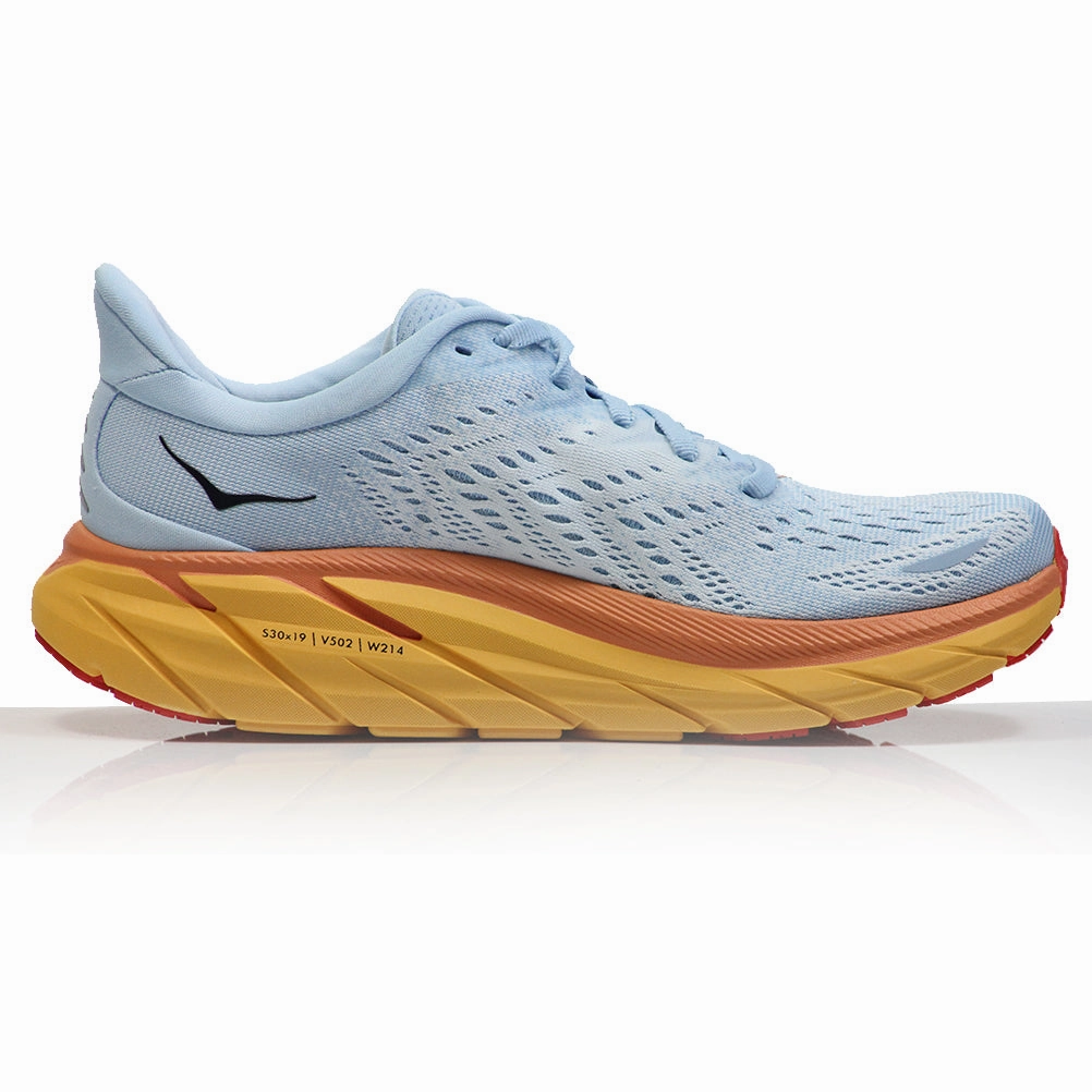 Hoka One One Clifton 8 Women's Wide Fit Running Shoe - Summer Song/Ice Flow Start Fitness Running Shoes