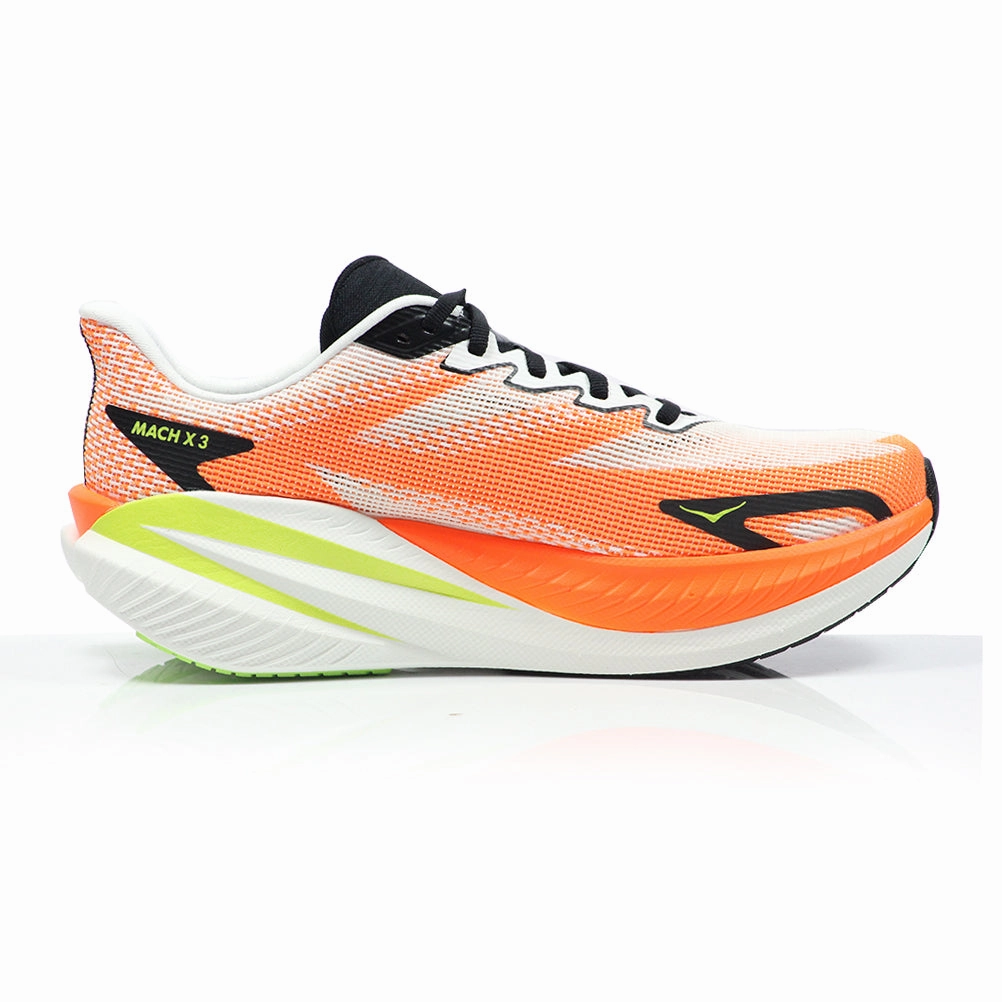 Hoka One One Mach X 3 Men's Running Shoe - White/Neon Tangerine Friday Running Shoe Sale