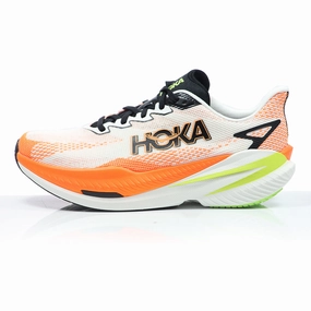 Hibbetts Running Shoes Hoka One One Mach X 3 Men's Running Shoe - White/Neon Tangerine