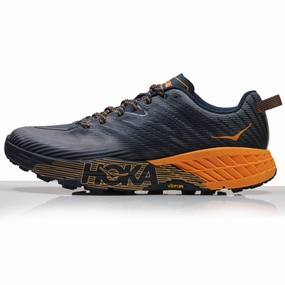Running Supernova Shoes Hoka One One Speedgoat 4 Men's Trail Shoe - Black Iris/Bright Marigold