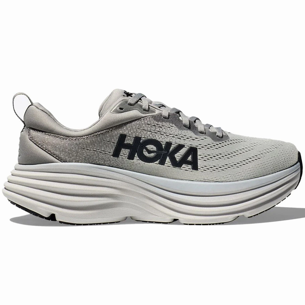 Size 13 Men's Hoka Bondi 8, Sharkskin/Harbor Mist, 11 4E Extra Wide