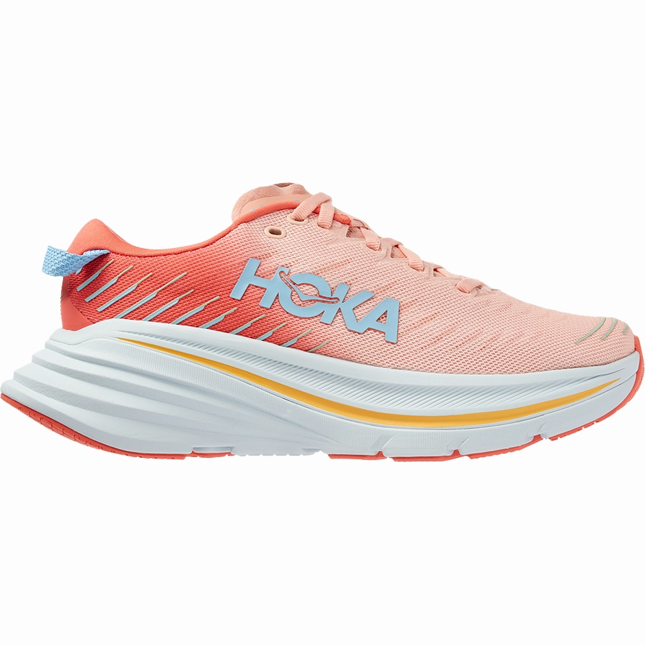 Women's Hoka Bondi X, Camellia/Peach Parfait, 10.5 B Medium Choosing Shoes
