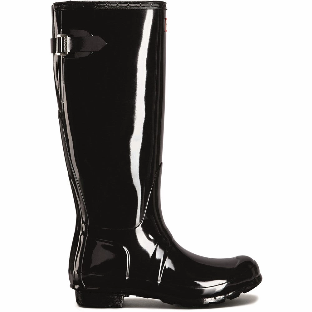 Hunter Tall Back Adjustable Gloss Wellington Boots Bluey Rain Boots