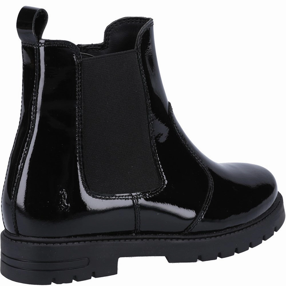 Hush Puppies Laura Patent Junior School Boots Biker Riding Boots