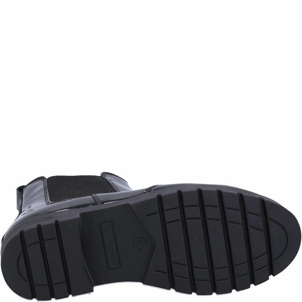 Fake Fur Boots Hush Puppies Laura Patent Junior School Boots