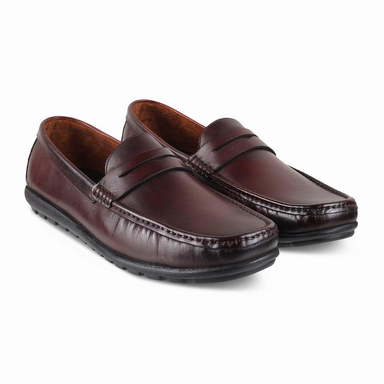 Loafers With Design The Argento Brown Men's Leather Loafers Tresmode