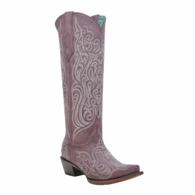 Corral Ladies Dark Luminescent Pink Tall Top Western Boot A4698 Gold Ankle Boots