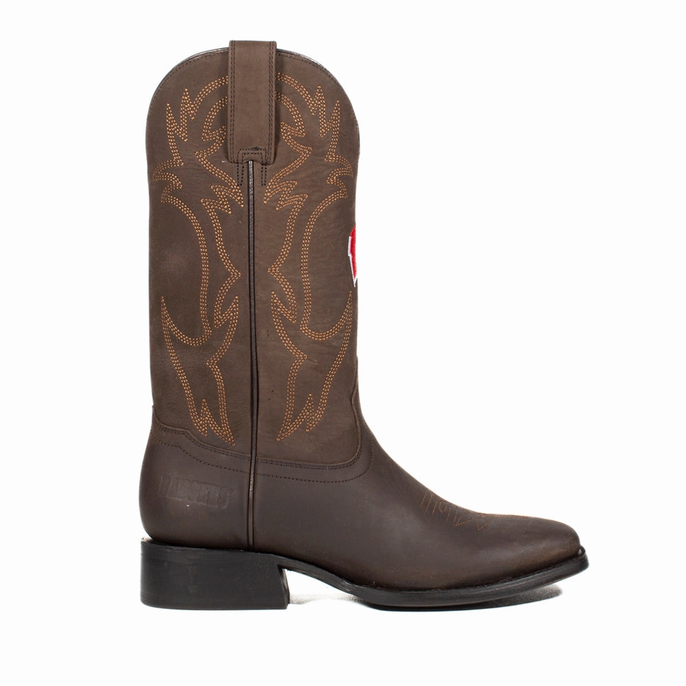 University of Wisconsin Embroidered Square Toe Pull On Cowboy Boots Hob Nail Boots