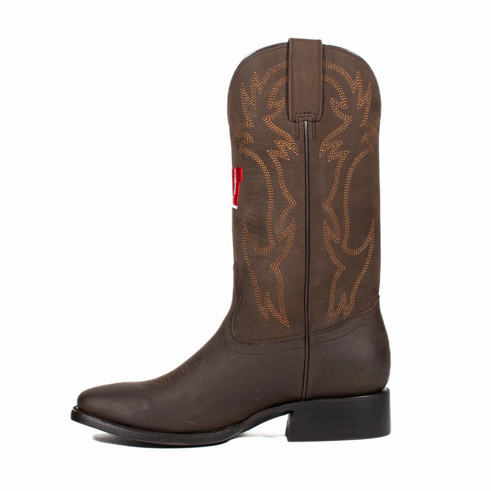 University of Wisconsin Embroidered Square Toe Pull On Cowboy Boots Knee High Winter Boots Waterproof