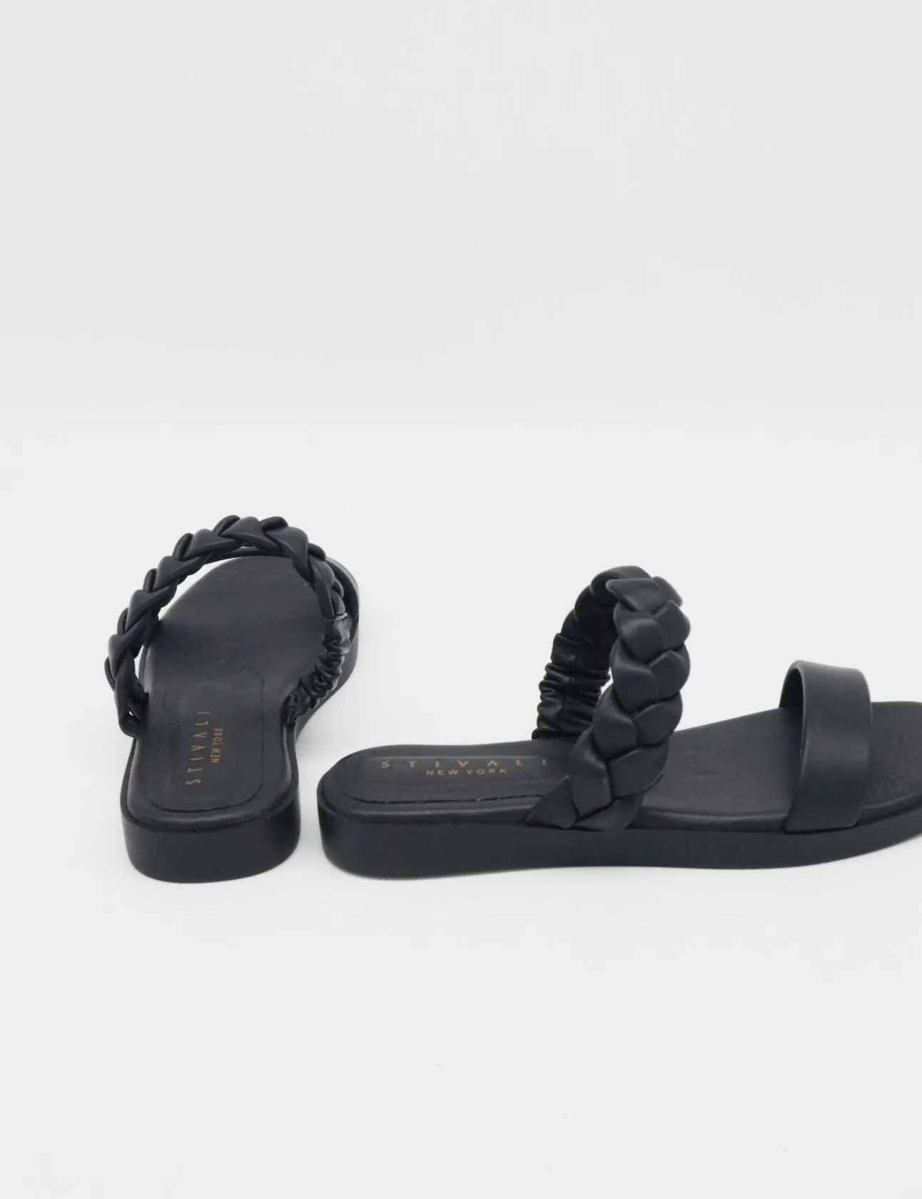 Tripoli slip on braided sandals in black leather womens shoes Slip On Snake Boots