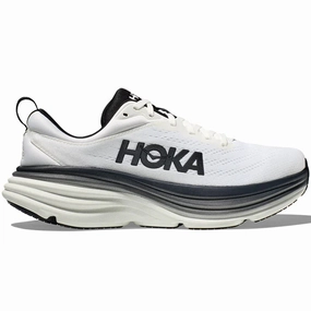 Men's Hoka Bondi 8, White/Black, 12.5 2E Wide For Tennis