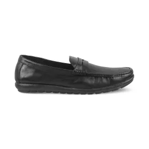The Argento Black Men's Leather Loafers Tresmode Backless Slip On Loafers