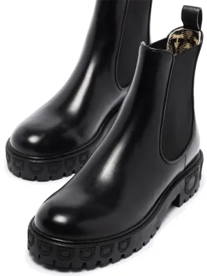 Ferragamo Gancini Logo Detail Chelsea Boots Black Boots Heels