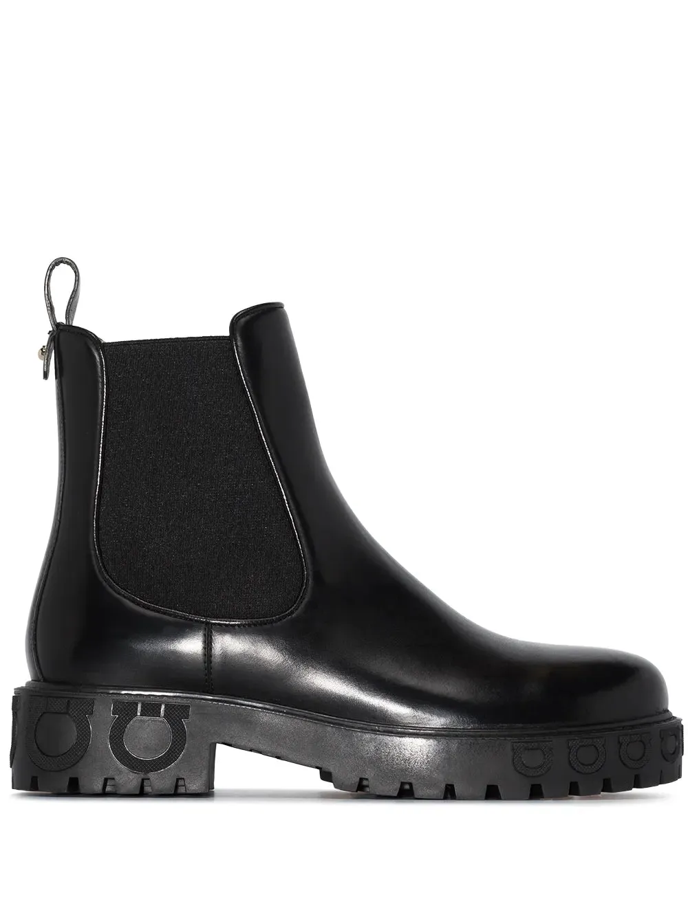 Man Cowboy Boots Ferragamo Gancini Logo Detail Chelsea Boots