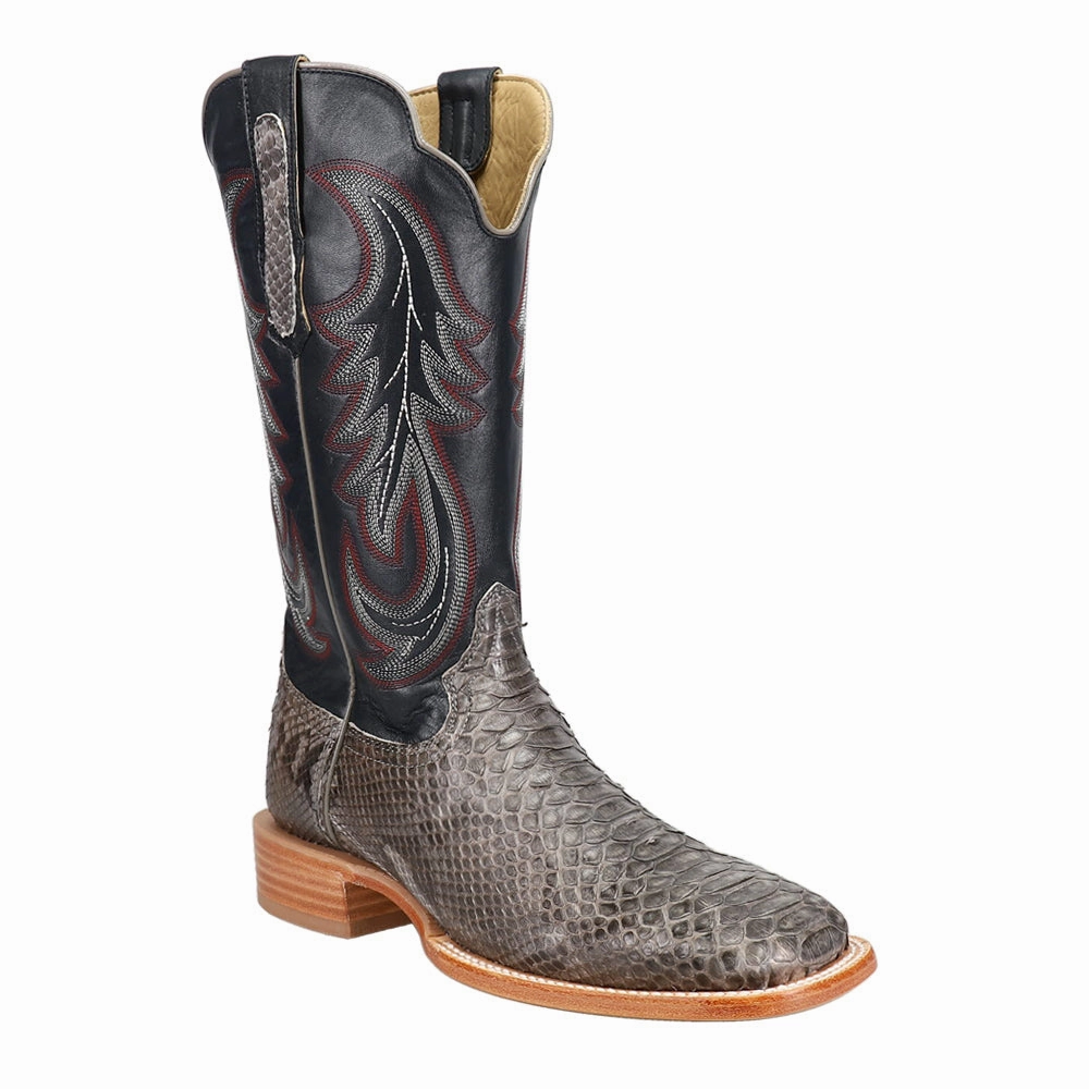 Back Cut Python Embroidered Square Toe Cowboy Boots Best Work Boots For Working On Concrete