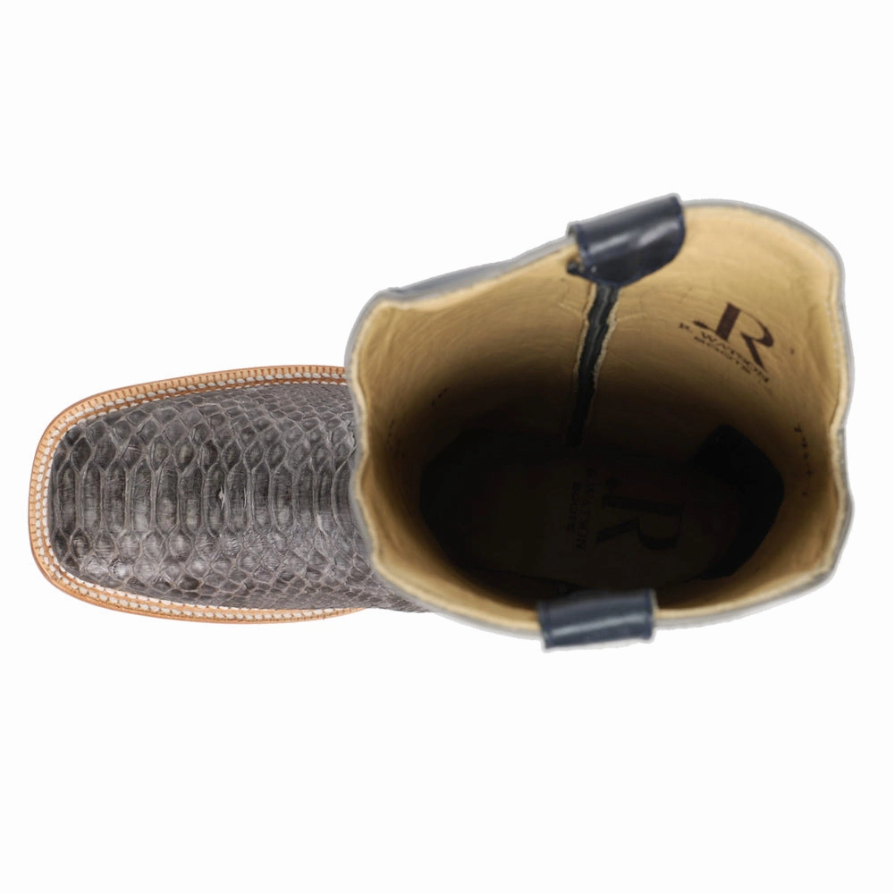 Best Construction Boots Back Cut Python Embroidered Square Toe Cowboy Boots