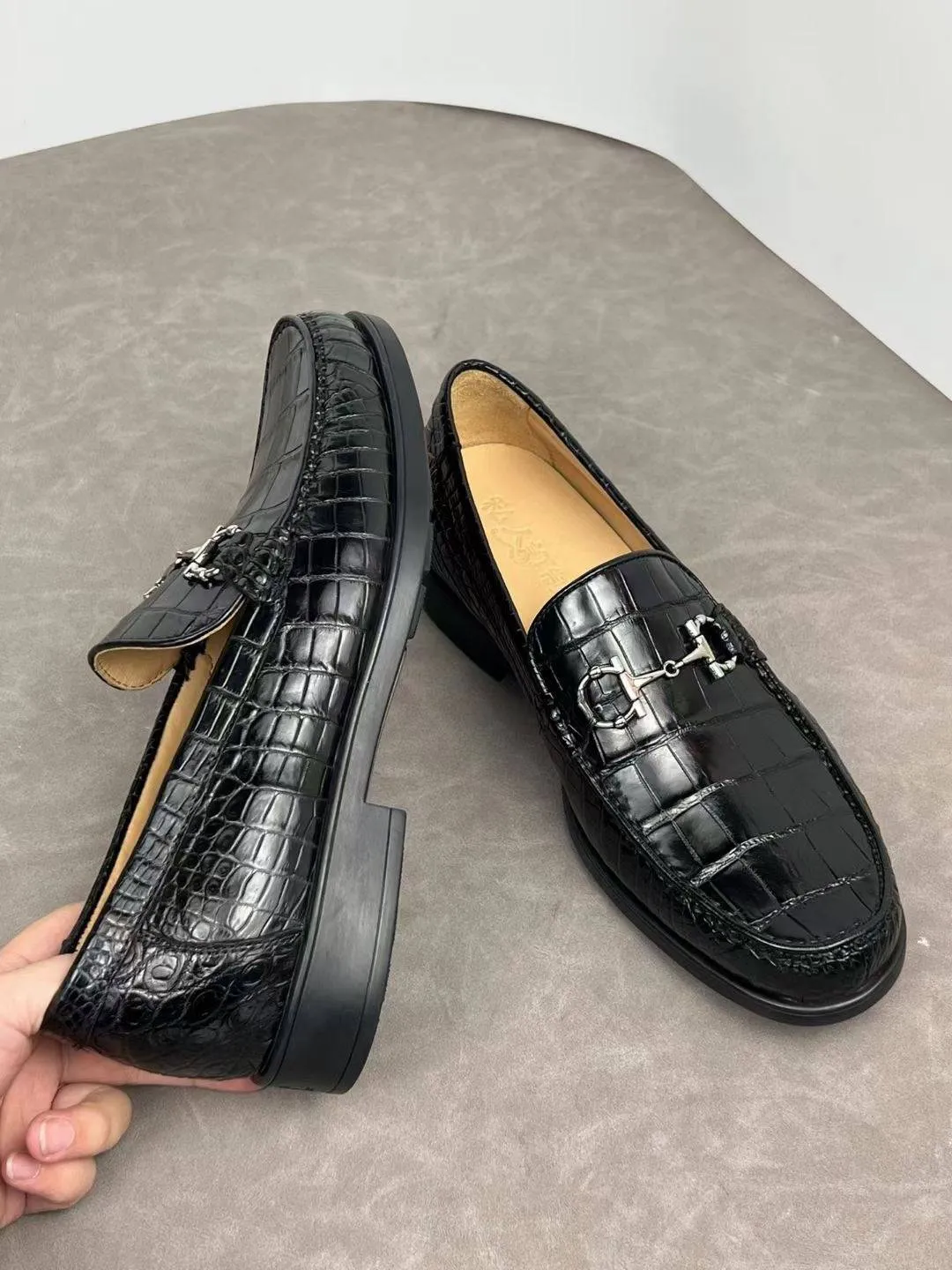 Softride Harli Slip-on Crocodile Shoes Crocodile Loafer Slip-On Shoes  Black