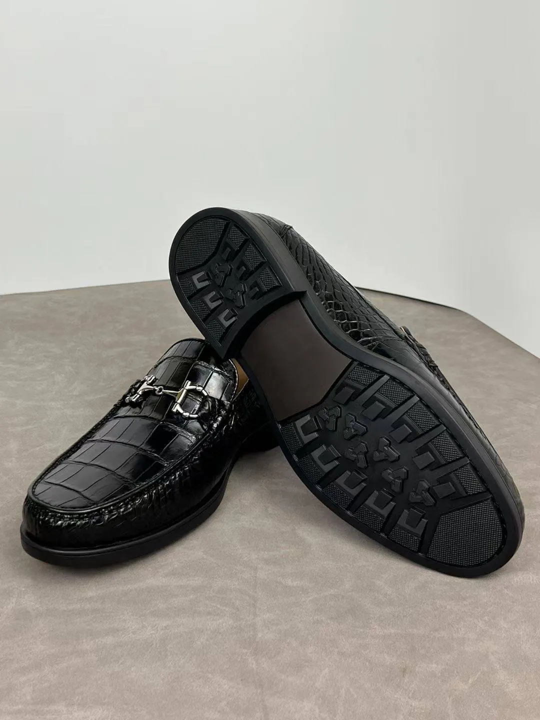 Ortho Slip On Shoes Crocodile Shoes Crocodile Loafer Slip-On Shoes  Black