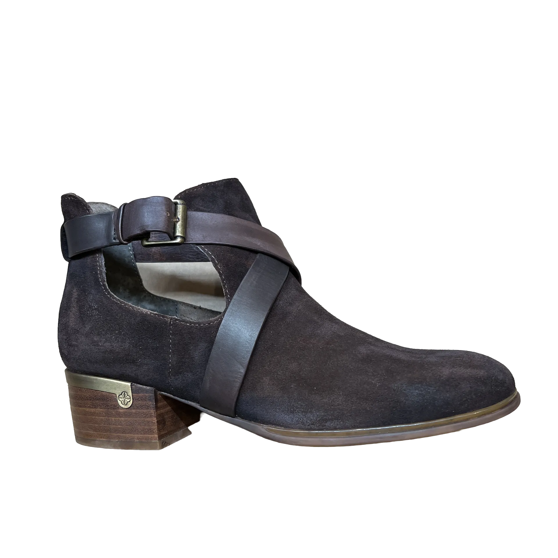 Brown Leather Boots With Heel ISOLA Women's Daven Bootie