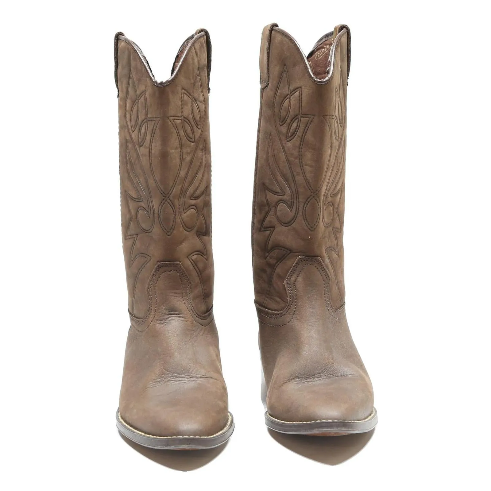 JACKER'S Womens Brown Leather Ankle Boots UK 5 Western Cowboy Style Comfortable Cowboy Boots And Jeans