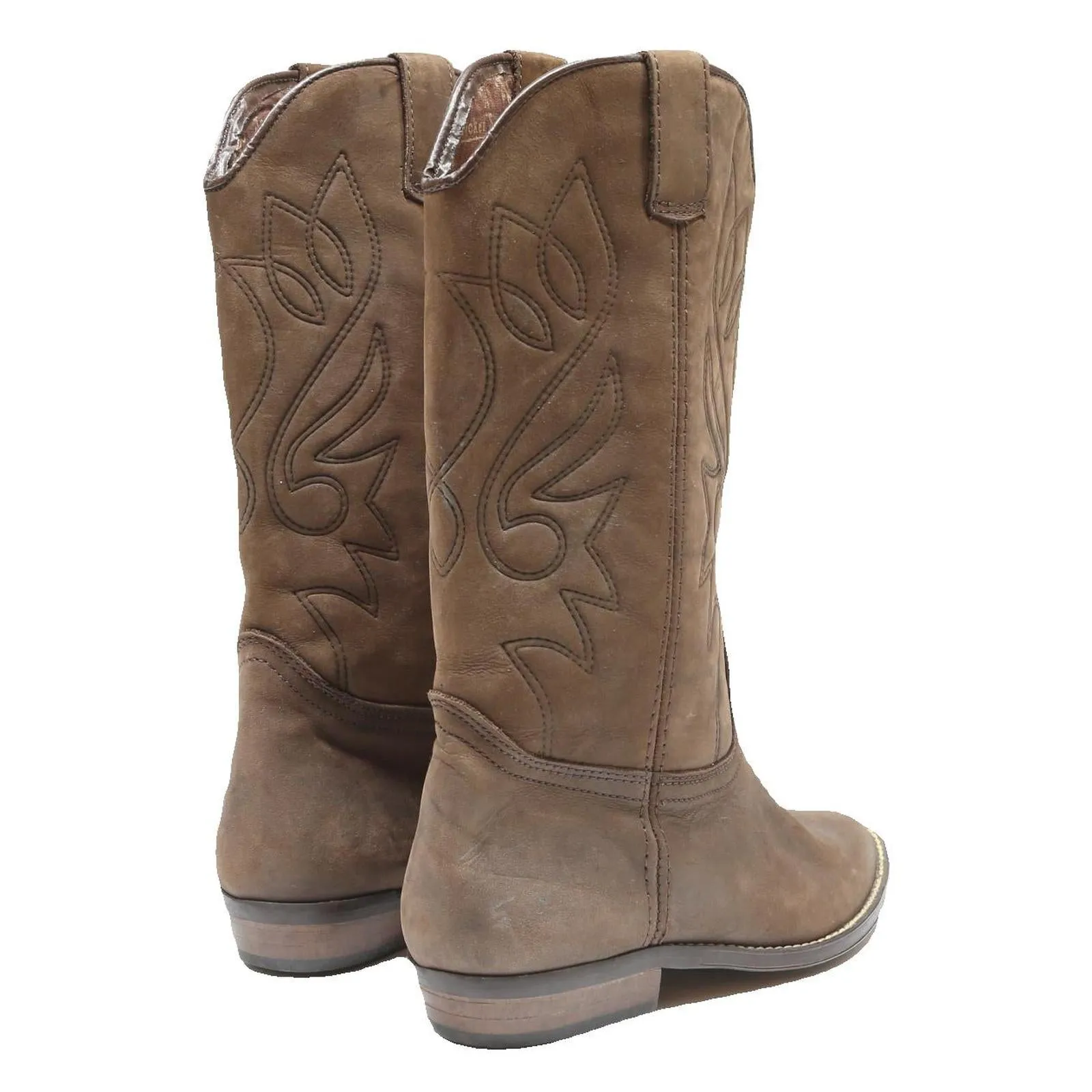 JACKER'S Womens Brown Leather Ankle Boots UK 5 Western Cowboy Style Comfortable Boots Narrow Calf