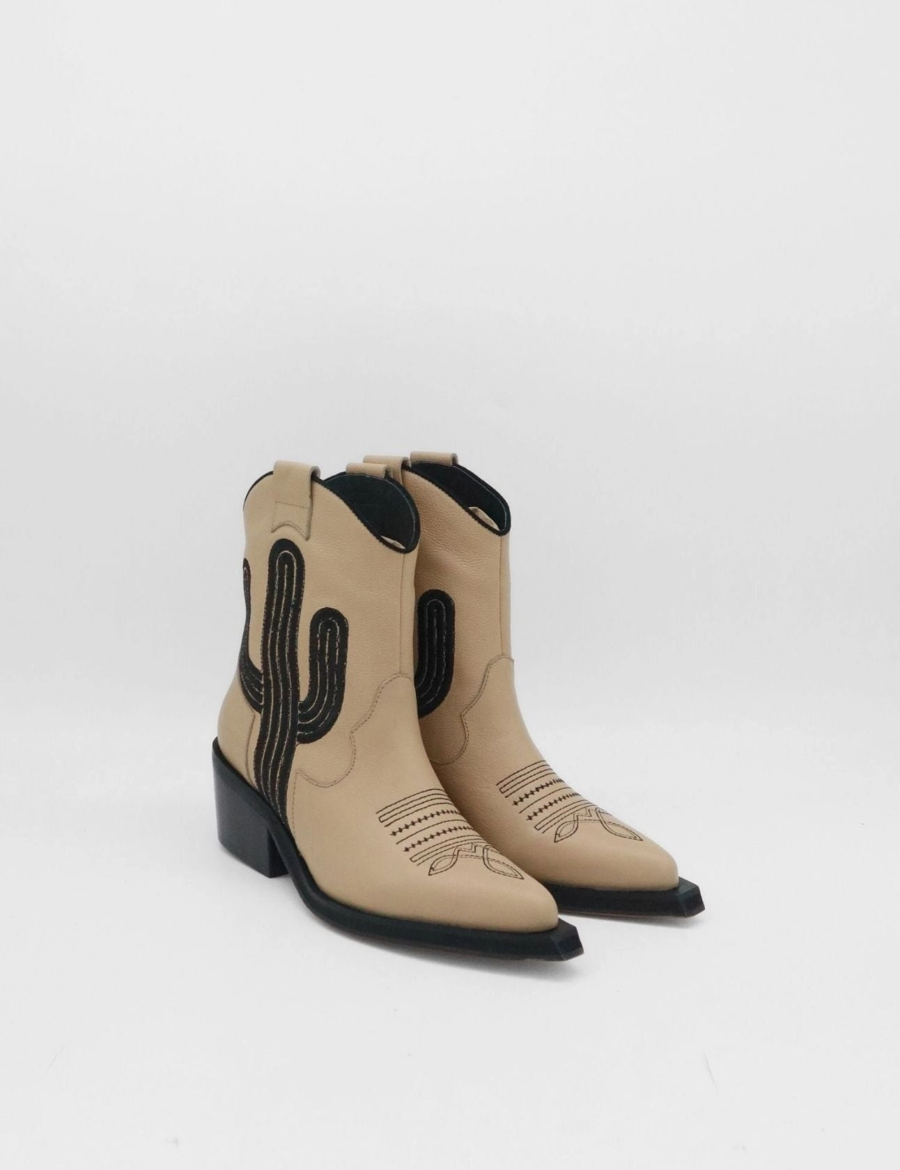 Oasis western cowboy boots in mocha leather women's shoes High Top Ankle Boots